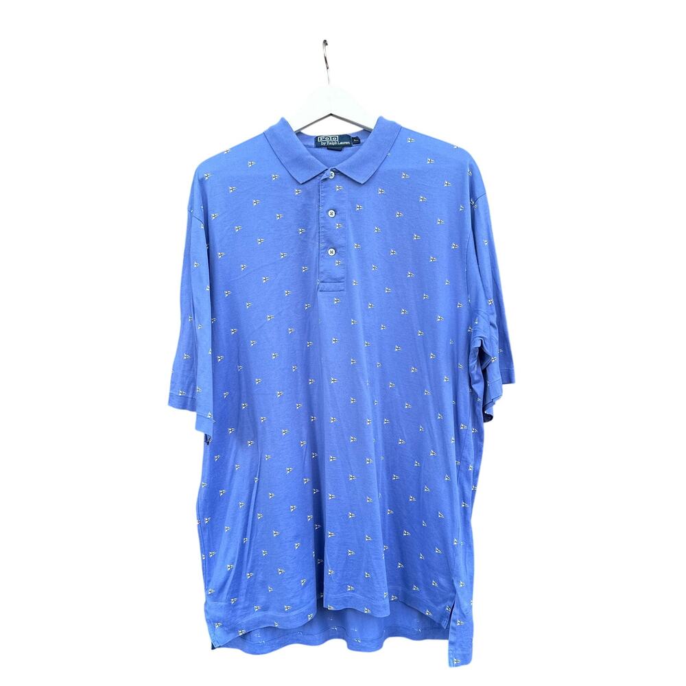 Polo by Ralph Lauren Sailing Short Sleeve Collared Golf Shirt in Sky Blue